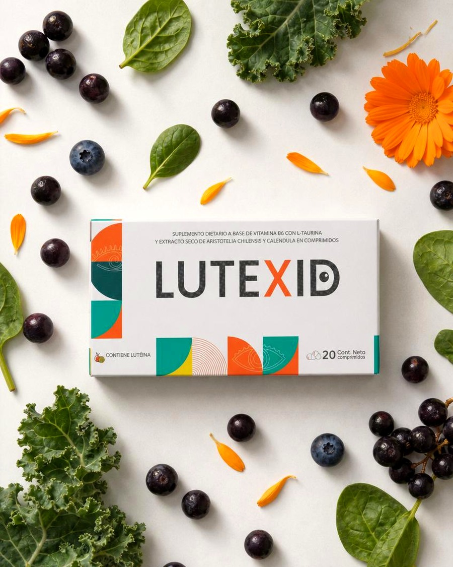 LutexID · caja rodeada de maqui, arándanos y hojas verdes