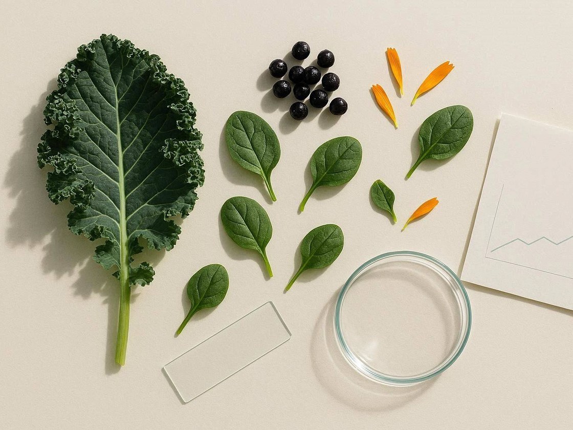 Ingredientes de LutexID: hojas verdes, maqui y caléndula